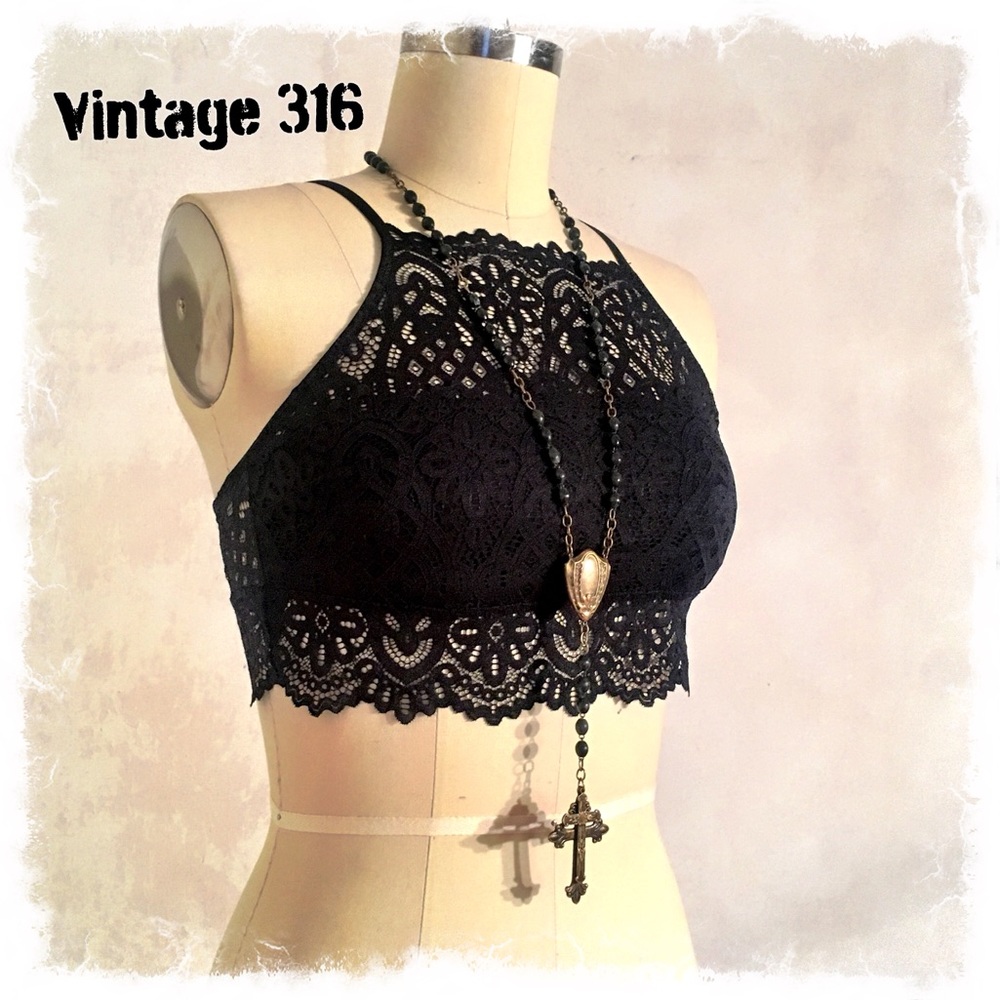 Black Lace High Neck Bralette